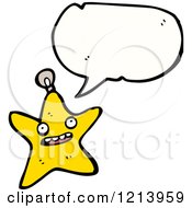 Cartoon Of A Golden Star Ornament Speaking Royalty Free Vector Illustration by lineartestpilot