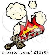 Cartoon Of A Bloody Flaming Sword Royalty Free Vector Illustration