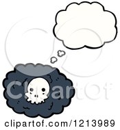 Cartoon Of A Skull Cloud Thinking Royalty Free Vector Illustration
