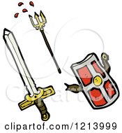 Cartoon Of Medieval Weapons Of War Royalty Free Vector Illustration