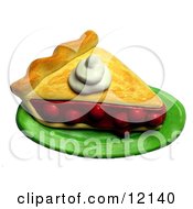 3d Dollop Of Whipped Cream On A Slice Of Cherry Pie