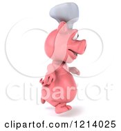 Clipart Of A 3d Chef Pig Running Royalty Free Illustration by Julos
