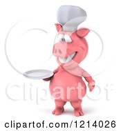 Clipart Of A 3d Chef Pig Holding A Plate Royalty Free Illustration by Julos