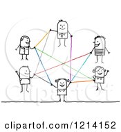 Network Of Stick Business People With Colorful Lines