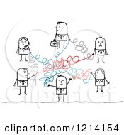 Poster, Art Print Of Network Of Stick Business People With Scribbled Lines