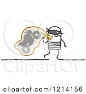 Poster, Art Print Of Stick People Robber Man Carrying A Motorcycle In A Sack