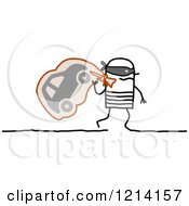 Poster, Art Print Of Stick People Robber Man Carrying A Car In A Sack