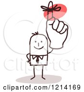 Poster, Art Print Of Stick People Business Man Holding Up A Reminder Finger