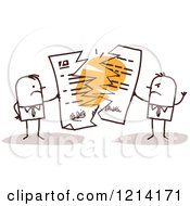 Poster, Art Print Of Angry Stick People Business Men Tearing Apart A Contract