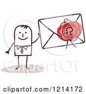 Poster, Art Print Of Stick People Business Man Holding A Sealed Envelope