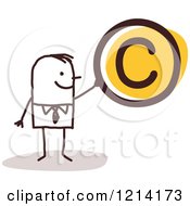 Poster, Art Print Of Stick People Business Man Holding A Copyright Symbol