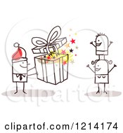 Poster, Art Print Of Stick People Business Man Giving His Wife And Son A Christmas Gift