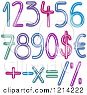 Poster, Art Print Of Colorful Brush Stroked Numbers Currency And Math Symbols