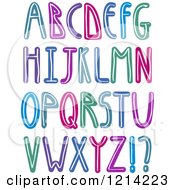 Clipart Of Colorful Brush Stroked Capital Alphabet Letters Royalty Free Vector Illustration