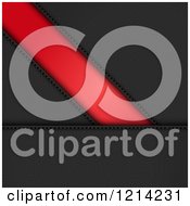 Clipart Of A Red Diagonal Panel With Black Stitched Leather Royalty Free Vector Illustration
