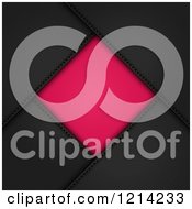 Clipart Of A Pink Leather Square And Stitched Black Leather Panels Royalty Free Vector Illustration