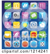 Poster, Art Print Of Ios 7 Styled Interface App Icons Over Blue