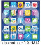 Poster, Art Print Of Ios 7 Styled Interface App Icons Over Blue 2