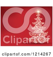 Clipart Of A Magical Christmas Tree Over Red With Text Space Royalty Free Vector Illustration