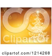 Clipart Of A Magical Christmas Tree Over Gold And Flares With Text Space Royalty Free Vector Illustration