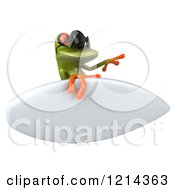 Clipart Of A 3d Springer Frog Wearing Sunglasses And Surfing 7 Royalty Free Illustration