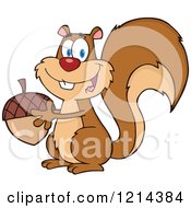 Poster, Art Print Of Happy Squirrel Holding An Acorn