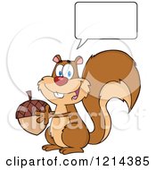 Poster, Art Print Of Happy Talking Squirrel Holding An Acorn