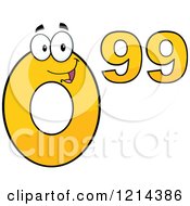Cartoon Of A Yellow Ninety Nine Cent Mascot Royalty Free Vector Clipart