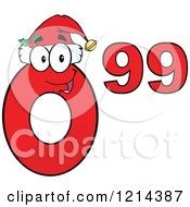 Cartoon Of A Red Christmas Ninety Nine Cent Mascot Royalty Free Vector Clipart