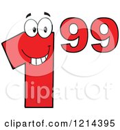 Cartoon Of A Red Dollar Ninety Nine Cent Mascot Royalty Free Vector Clipart