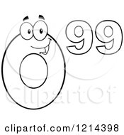 Cartoon Of An Outlined Ninety Nine Cent Mascot Royalty Free Vector Clipart