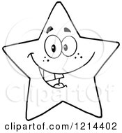 Cartoon Of A Happy Outlined Star Mascot Royalty Free Vector Clipart