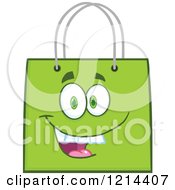 Poster, Art Print Of Happy Green Shopping Or Gift Bag Mascot