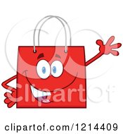 Poster, Art Print Of Waving Red Shopping Or Gift Bag Mascot