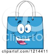 Poster, Art Print Of Happy Blue Shopping Or Gift Bag Mascot