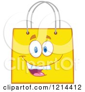 Happy Yellow Shopping Or Gift Bag Mascot