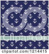 Poster, Art Print Of Navy Pattern Of Anchors On Blue