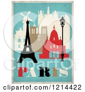 Clipart Of A Vintage Distressed Paris City Scene Royalty Free Vector Illustration