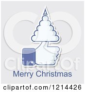 Clipart Of A Like Thumb Up Hand Icon Holding A Tree With Merry Christmas Text Royalty Free Vector Illustration by Eugene