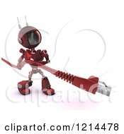 Poster, Art Print Of 3d Red Android Robot Carrying A Rj45 Data Cable