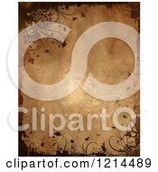 Poster, Art Print Of Brown Background Bordered With Grunge And Flourishes