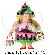 Clay Sculpture Clipart 3d Chocolate Cake Woman Wearing Shades Royalty Free 3d Illustration by Amy Vangsgard #COLLC12145-0022