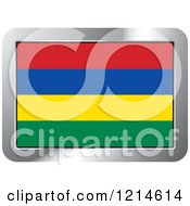 Clipart Of A Mauritius Flag And Silver Frame Icon Royalty Free Vector Illustration