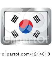 Clipart Of A South Korea Flag And Silver Frame Icon Royalty Free Vector Illustration