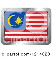 Clipart Of A Malaysia Flag And Silver Frame Icon Royalty Free Vector Illustration