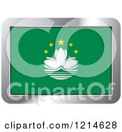 Clipart Of A Macau Flag And Silver Frame Icon Royalty Free Vector Illustration
