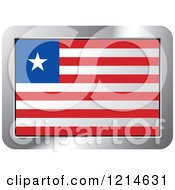 Clipart Of A Liberia Flag And Silver Frame Icon Royalty Free Vector Illustration
