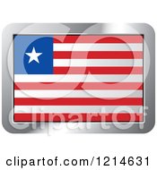 Poster, Art Print Of Liberia Flag And Silver Frame Icon