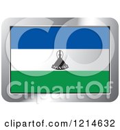 Clipart Of A Lesotho Flag And Silver Frame Icon Royalty Free Vector Illustration