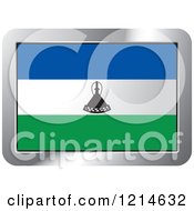 Poster, Art Print Of Lesotho Flag And Silver Frame Icon